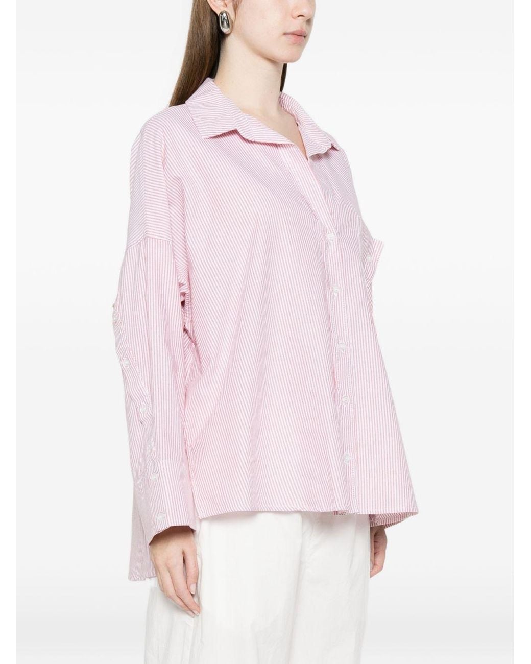 White Sand Pink Striped Cotton Shirt