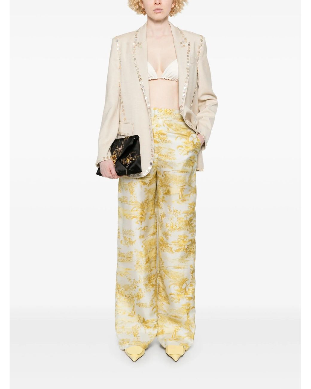 Forte_forte Natural Viscose Wool Slub Pearl Embroidered Jacket Clothing