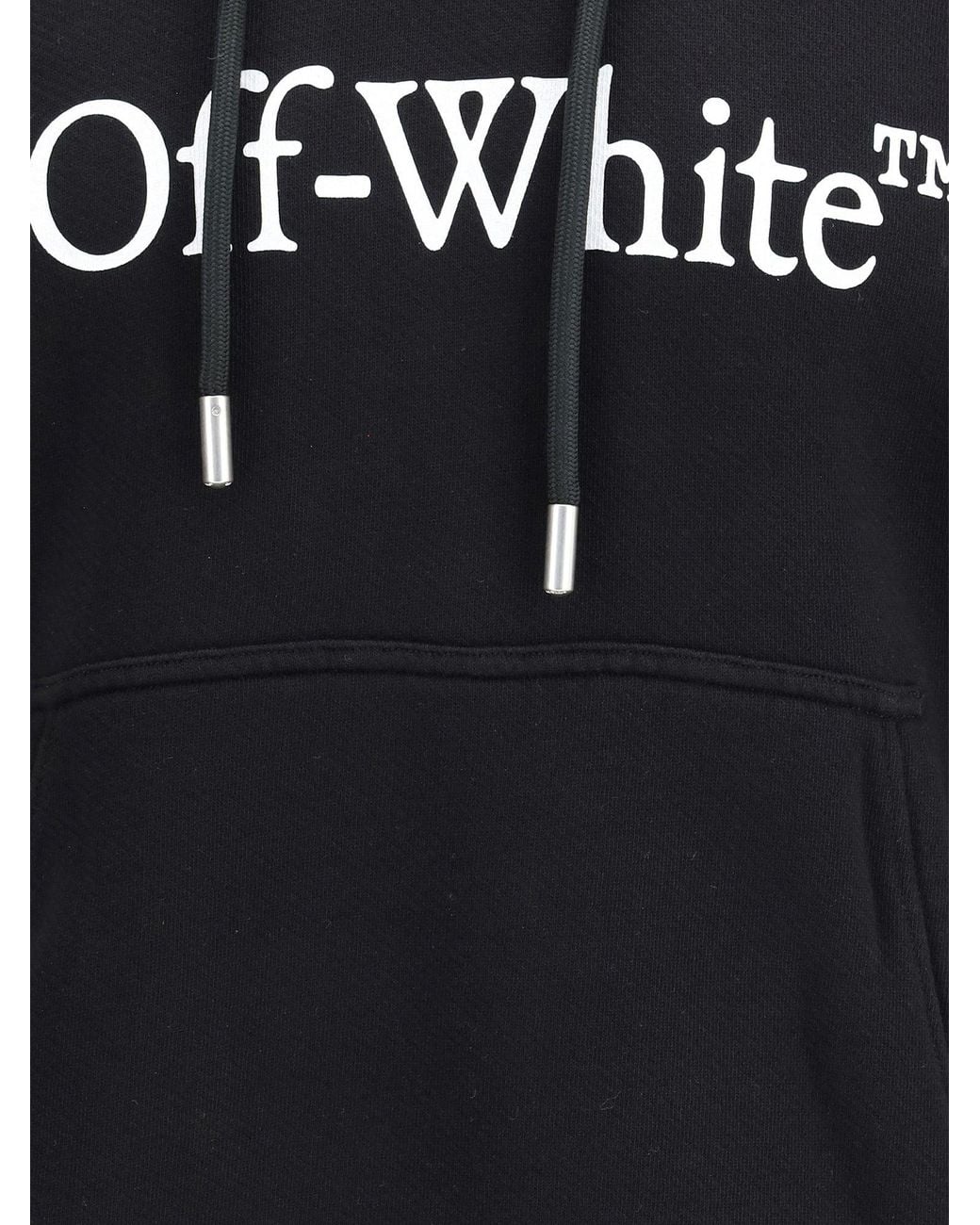 Off-White c/o Virgil Abloh Black Relaxed Fit Cotton Hoodie With Front Logo Print for men