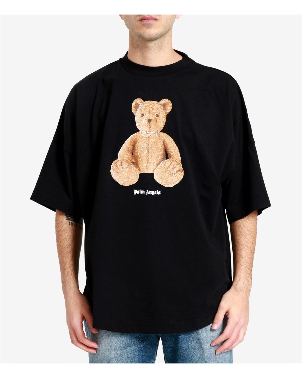 Palm Angels Black T Shirts And Polos
