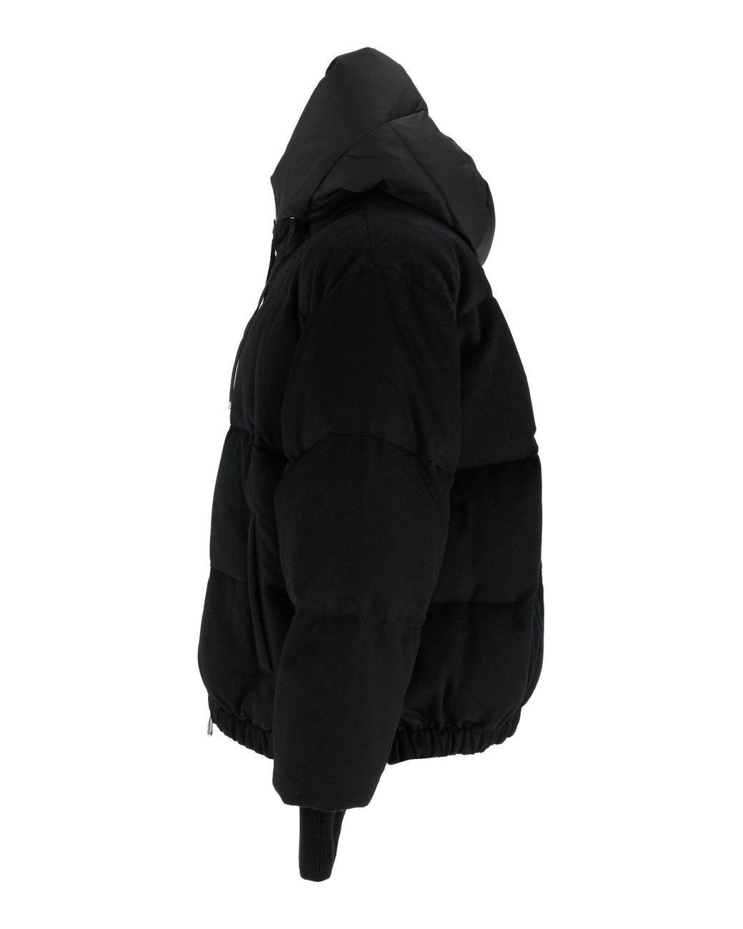 DUNO Black Quilted Puffer Jacket With High Collar And Cropped Silhouette