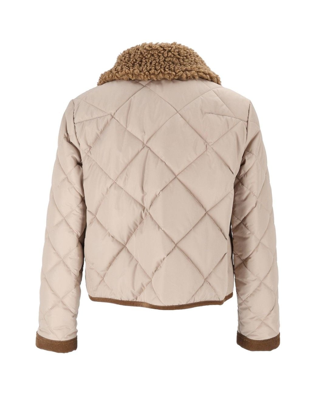 Fay Natural Mini 3-Ganci Quilted Suede-Accent Jacket