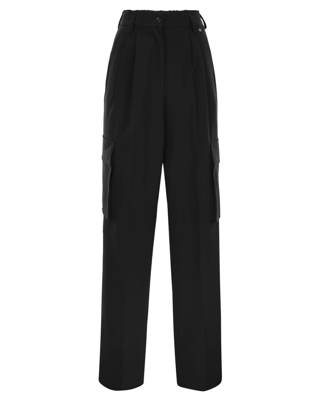 Herno Black Soft Wool Cargo Pants
