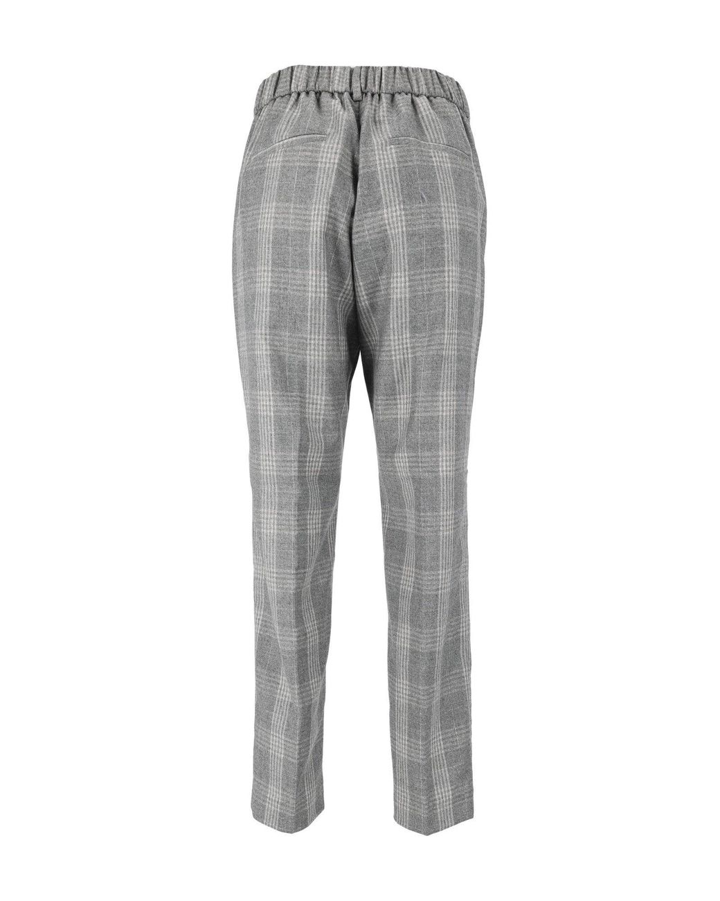 Peserico Gray Plaid Tailored Tapered Pants