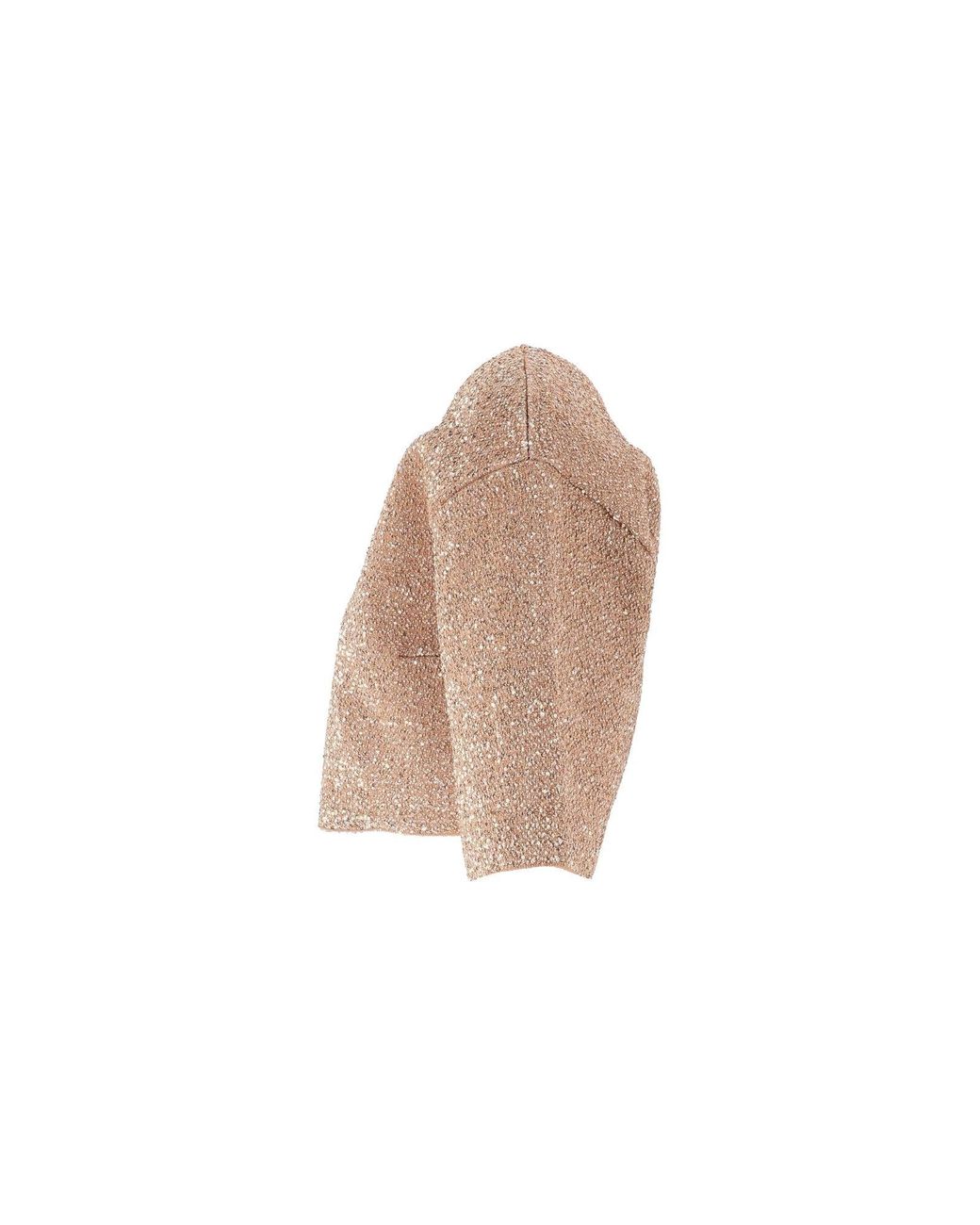 Elisabetta Franchi Natural Cropped Sparkling Tricot Knit Top