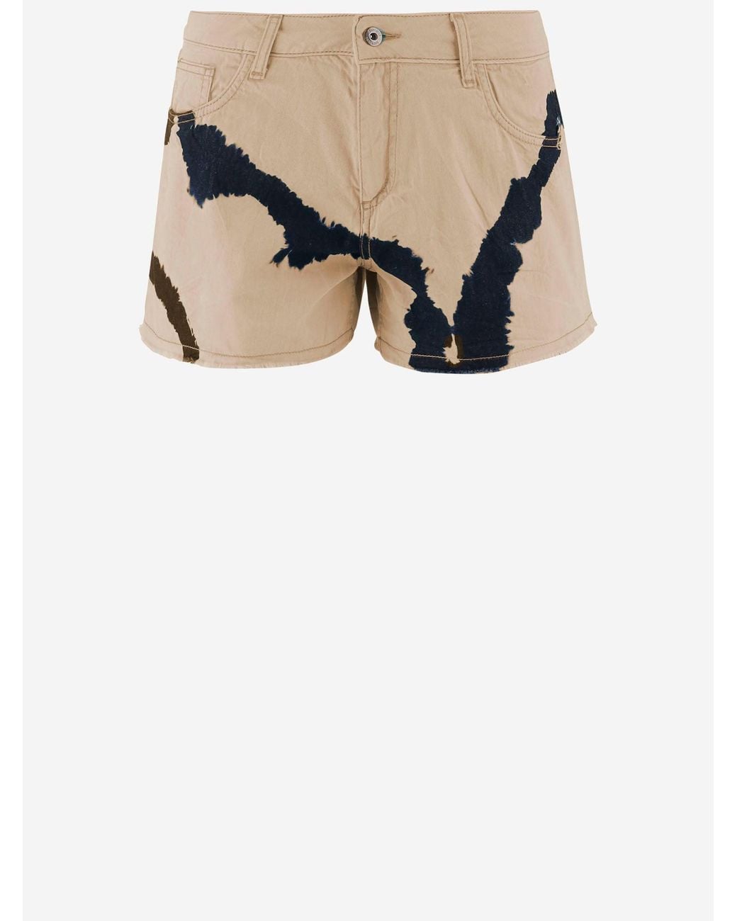 DON'T @ ME White Cotton Shorts With Tie Dye Print