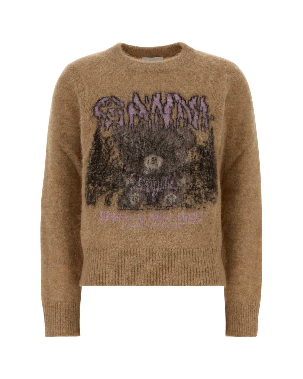 Ganni Natural Brushed Alpaca Teddy Sweater