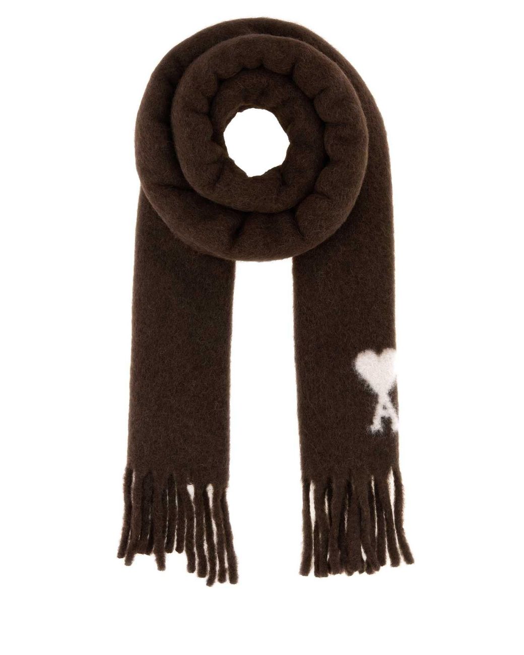 AMI Black Alpaca Blend Scarf 260 Cm X 32 Cm