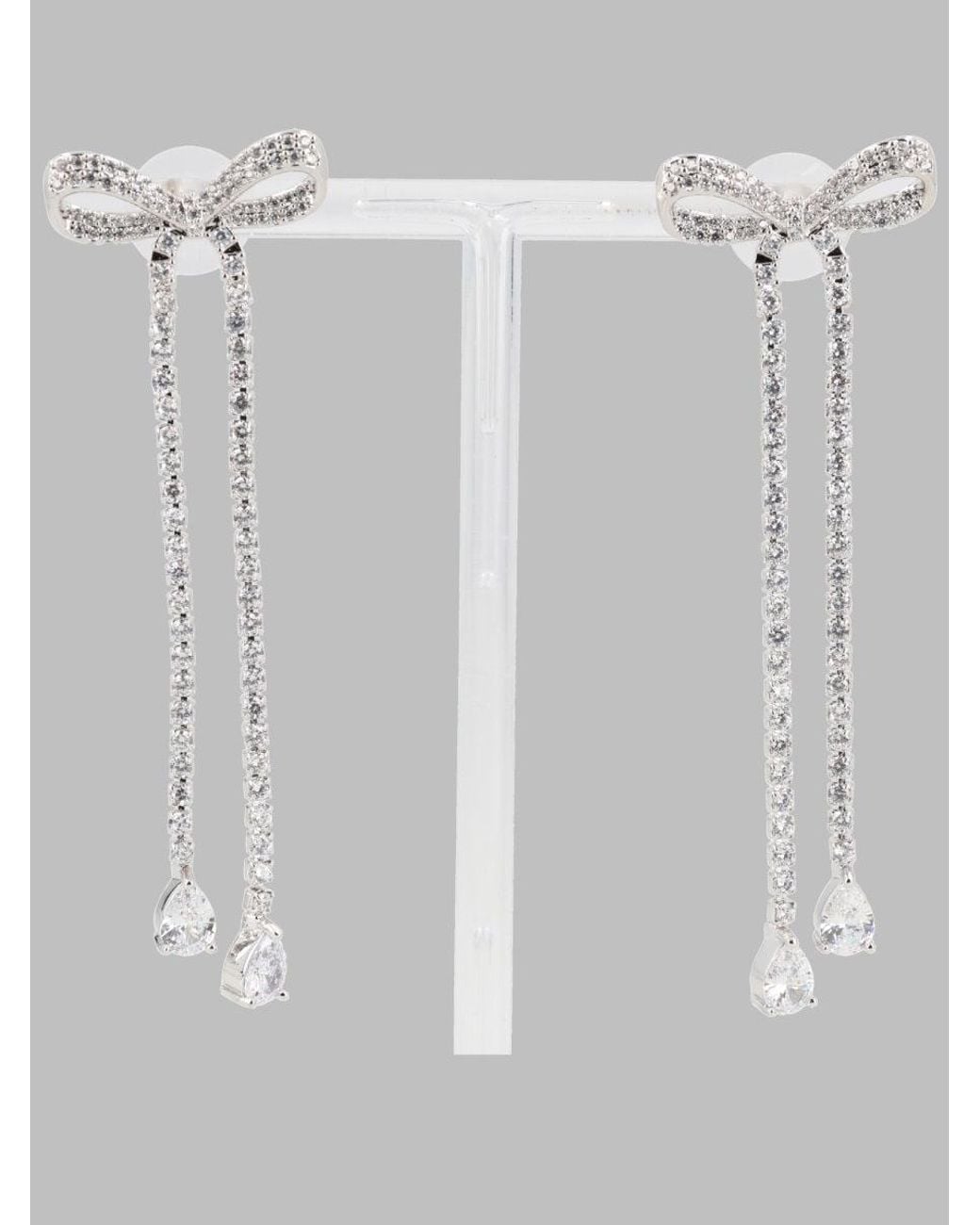 Self-Portrait White Crystal Bow Drop Earrings