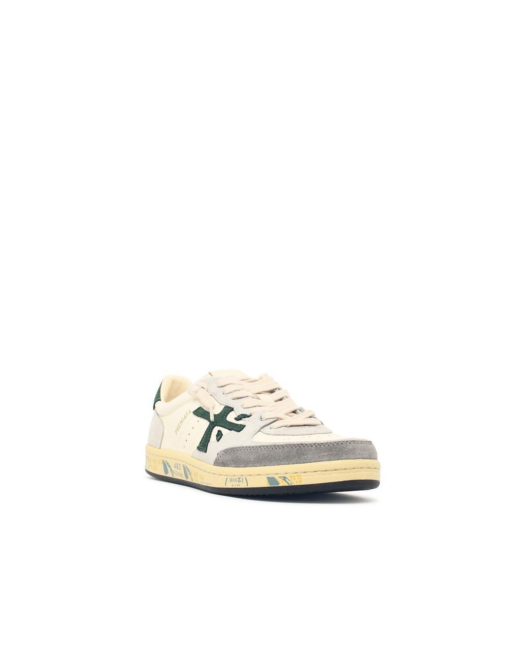 Premiata White Bskt Clay Leather Sneakers for men