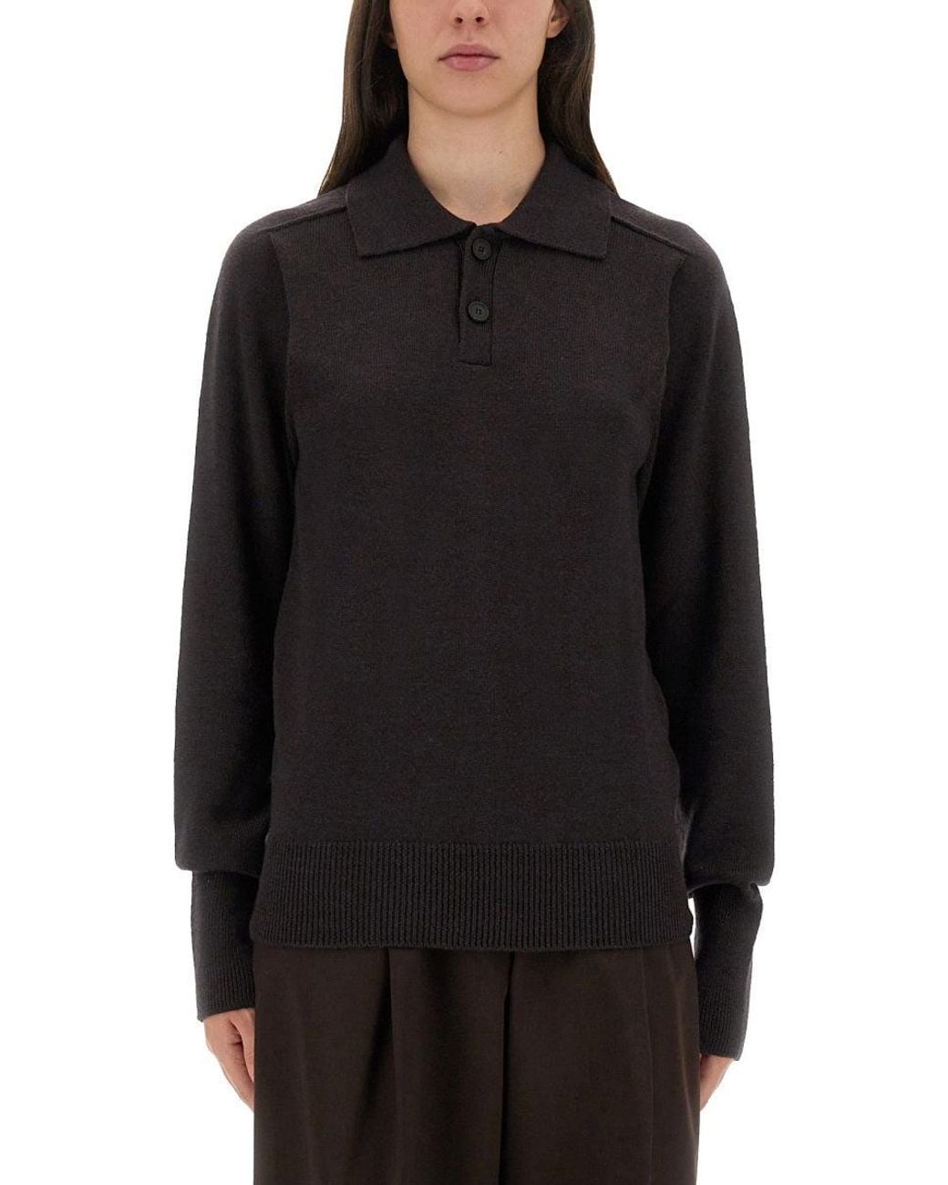 Studio Nicholson Black "Inverness" Shirt With Polo Collar