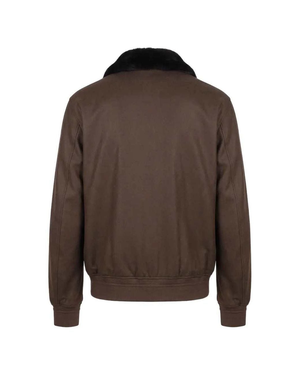 Montecore Brown Faux-Fur Collar Bomber Jacket