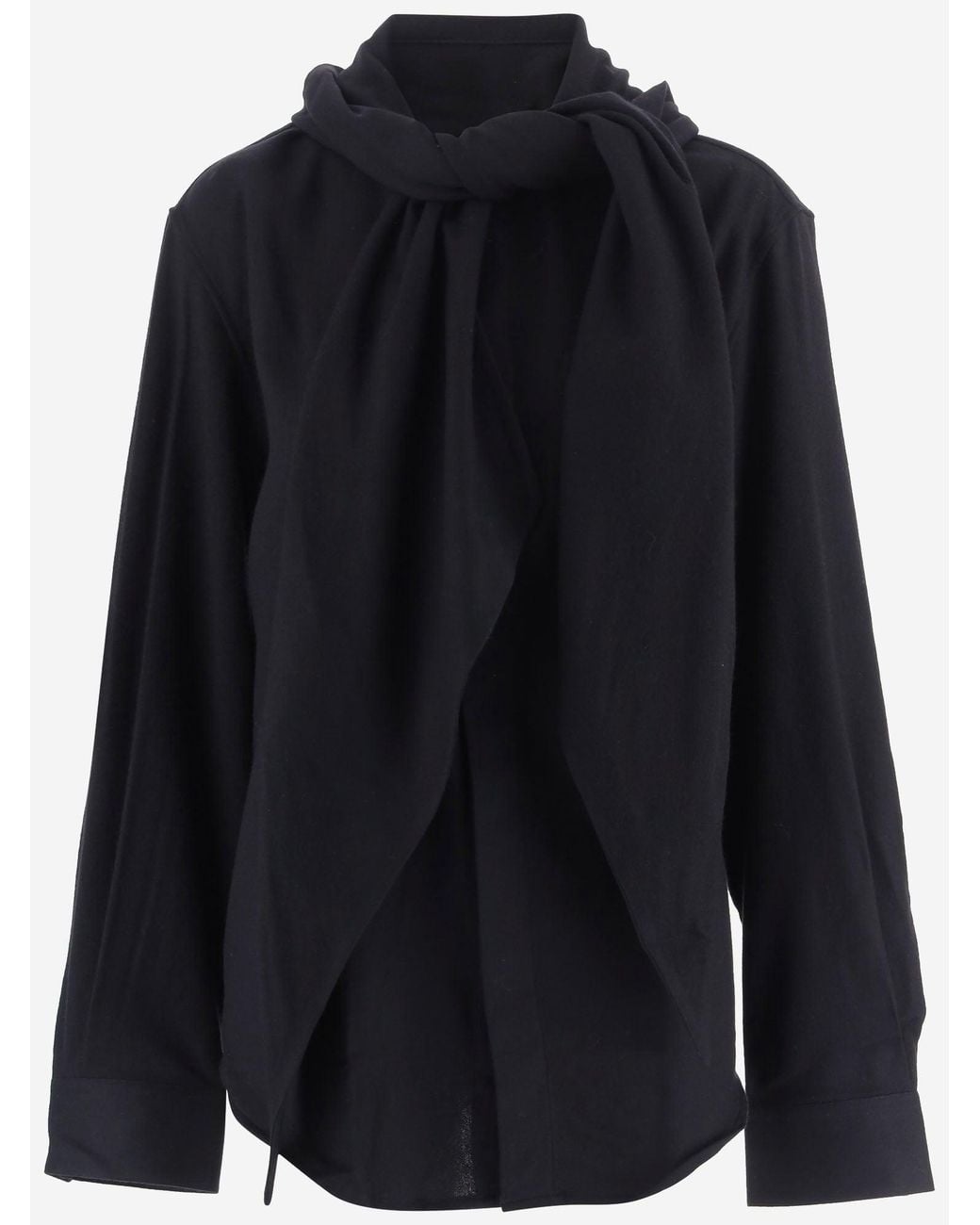 ALAINPAUL Blue Cotton Scarf Collar Shirt