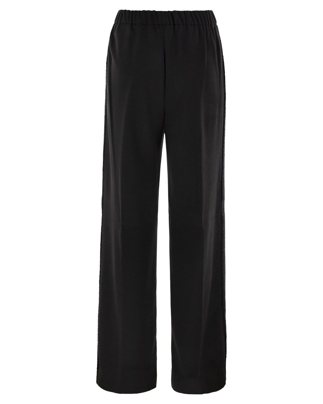 Herno Black Wide-Leg Flannel-Effect Trousers With Elasticated Waistband