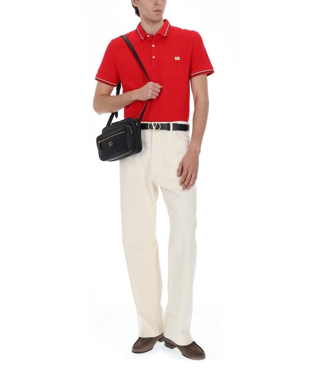 Valentino Red Polo Con Patch Logo