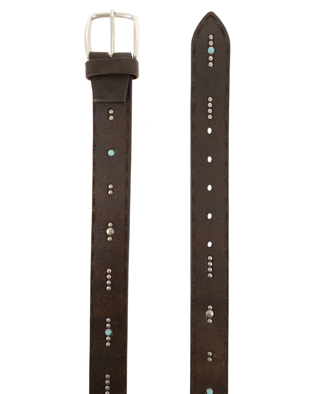Alberto Luti White Studded Leather Belt for men