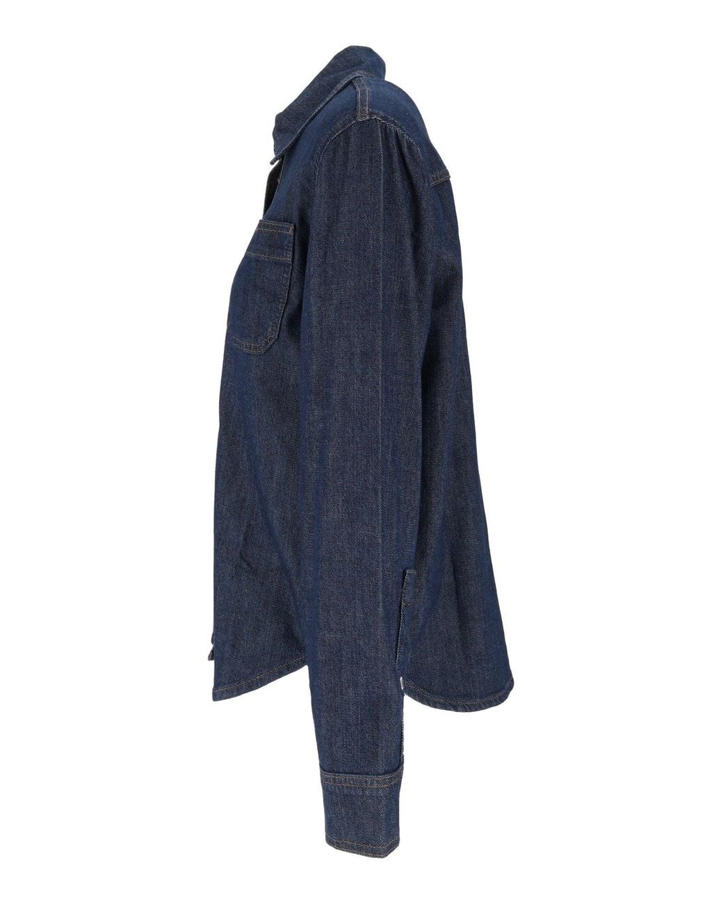 7 For All Mankind Blue Halona Utility Structured Collar Cotton Workwear Shirt