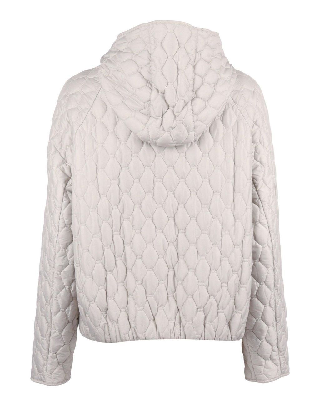 DUNO White Honeycomb Pattern Hooded Quilted Down Jacket