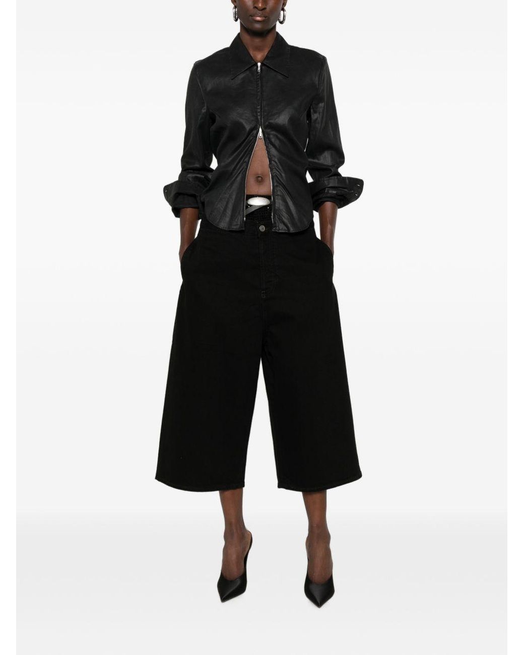 The Attico Black Denim Cotton Bermuda Shorts
