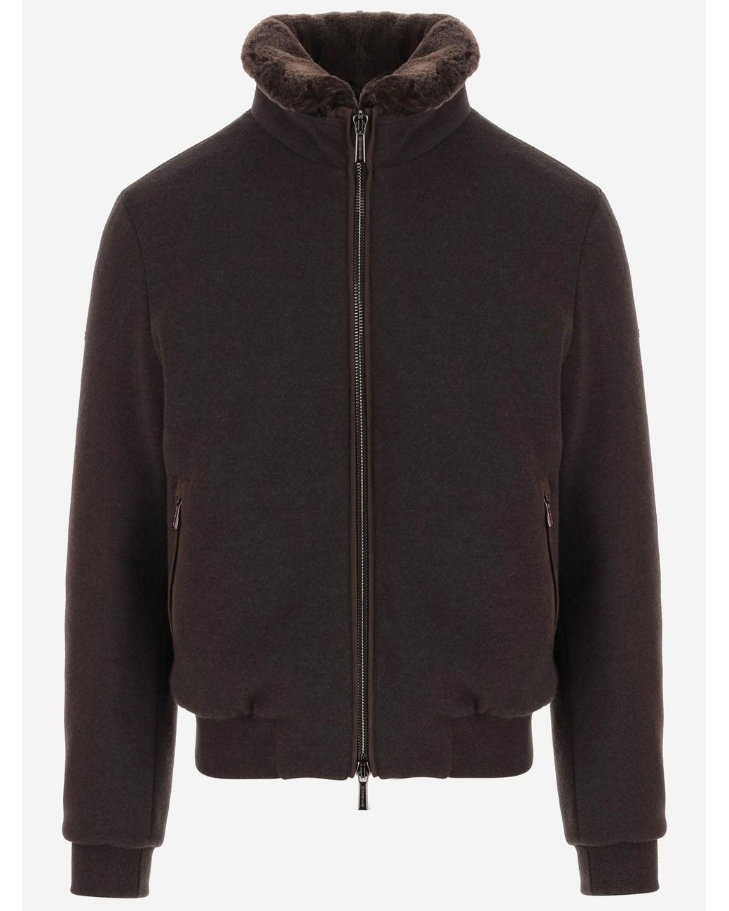 Moorer Black Jacket Wool And Cashmere With High Collar Virgin