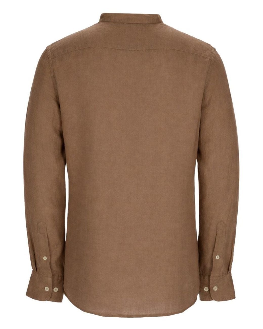 120% Lino Brown Slim Fit Linen Shirt for men