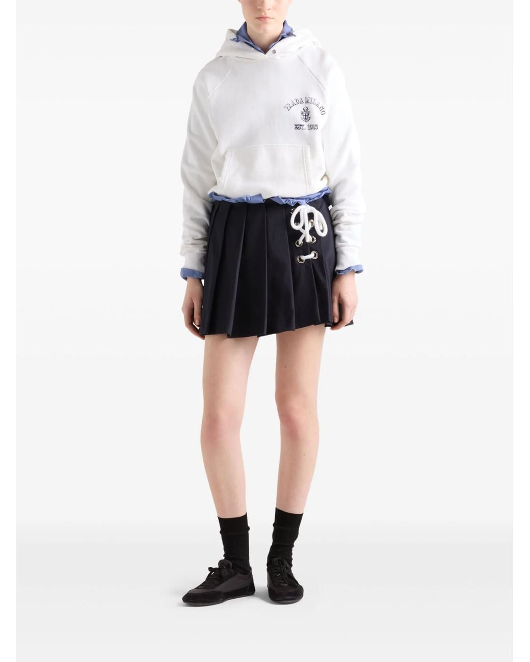 Prada White Old Logo-Print Hoodie