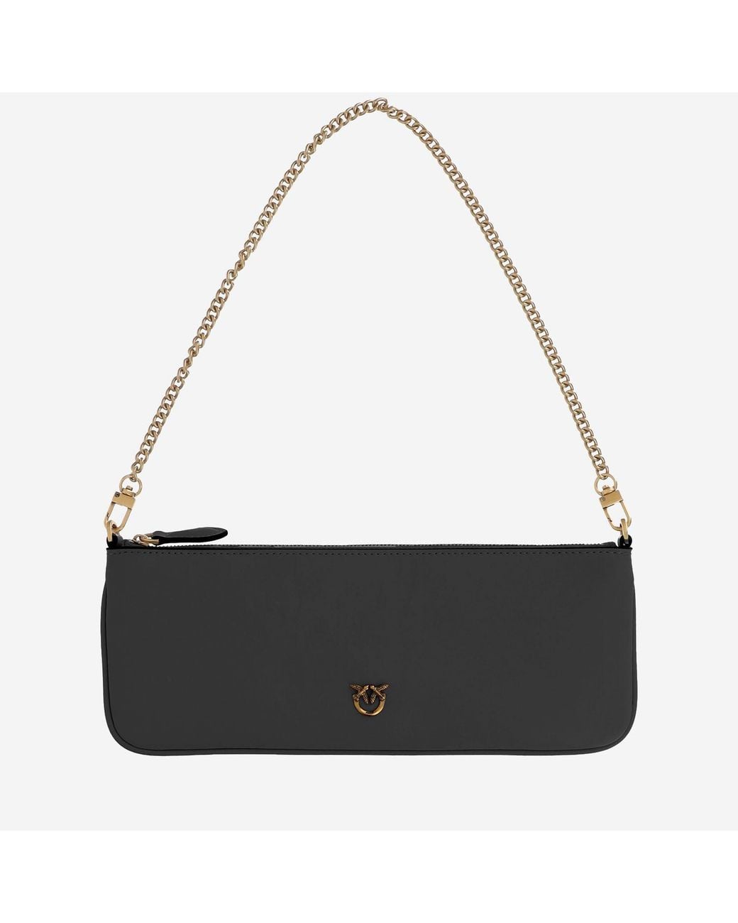 Pinko Black Leather Shoulder Bag With Logo