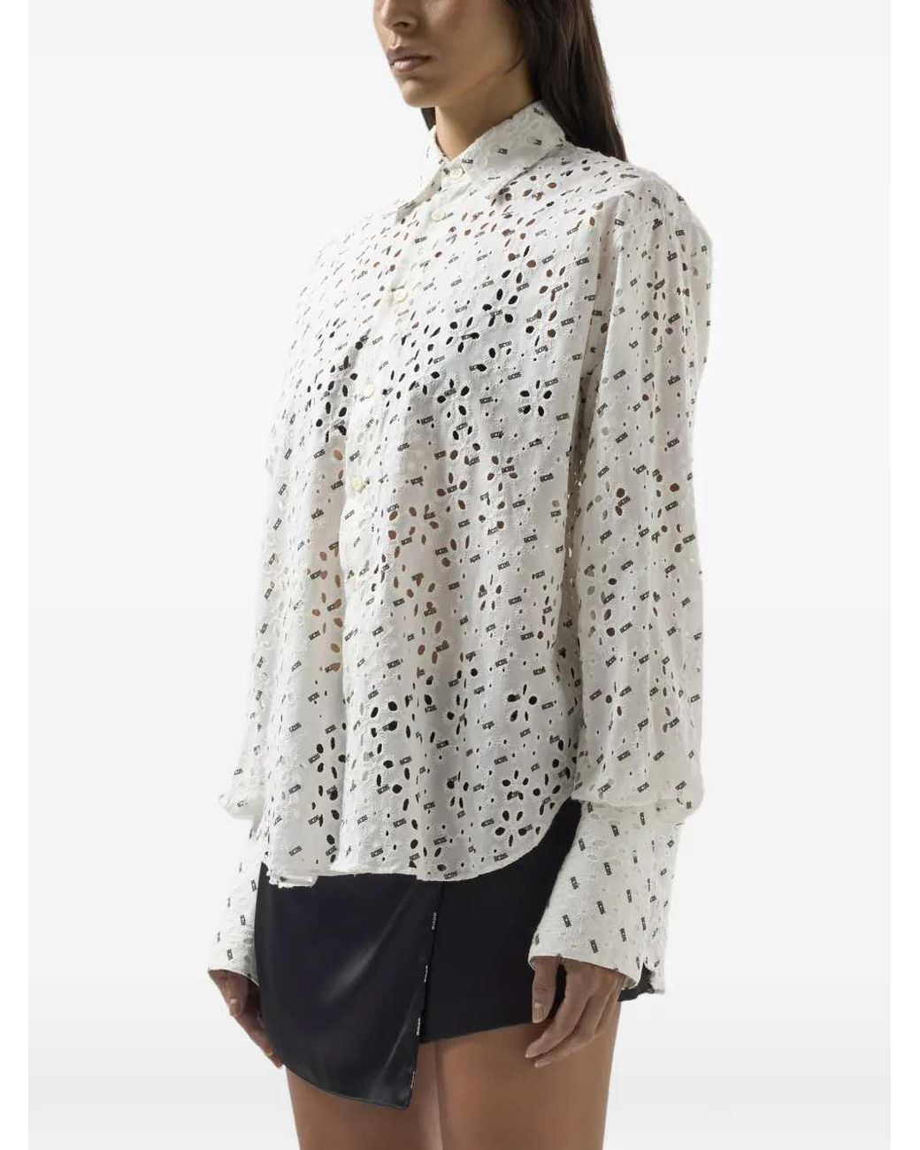 Gcds White Hemd Mit Blumenstickerei