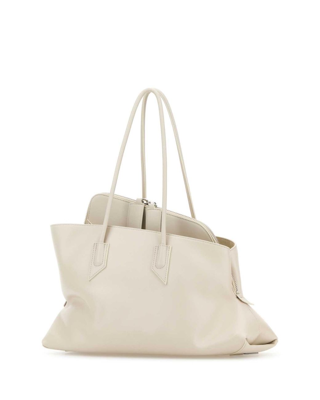 The Attico Natural Ivory Leather Medium La Passeggiata Shoulder Bag