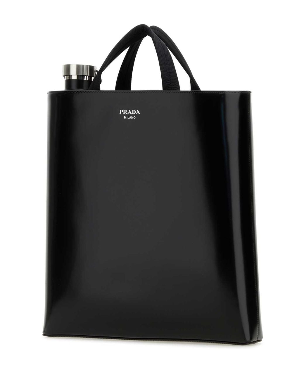 Prada Black Logo Raffia Tote