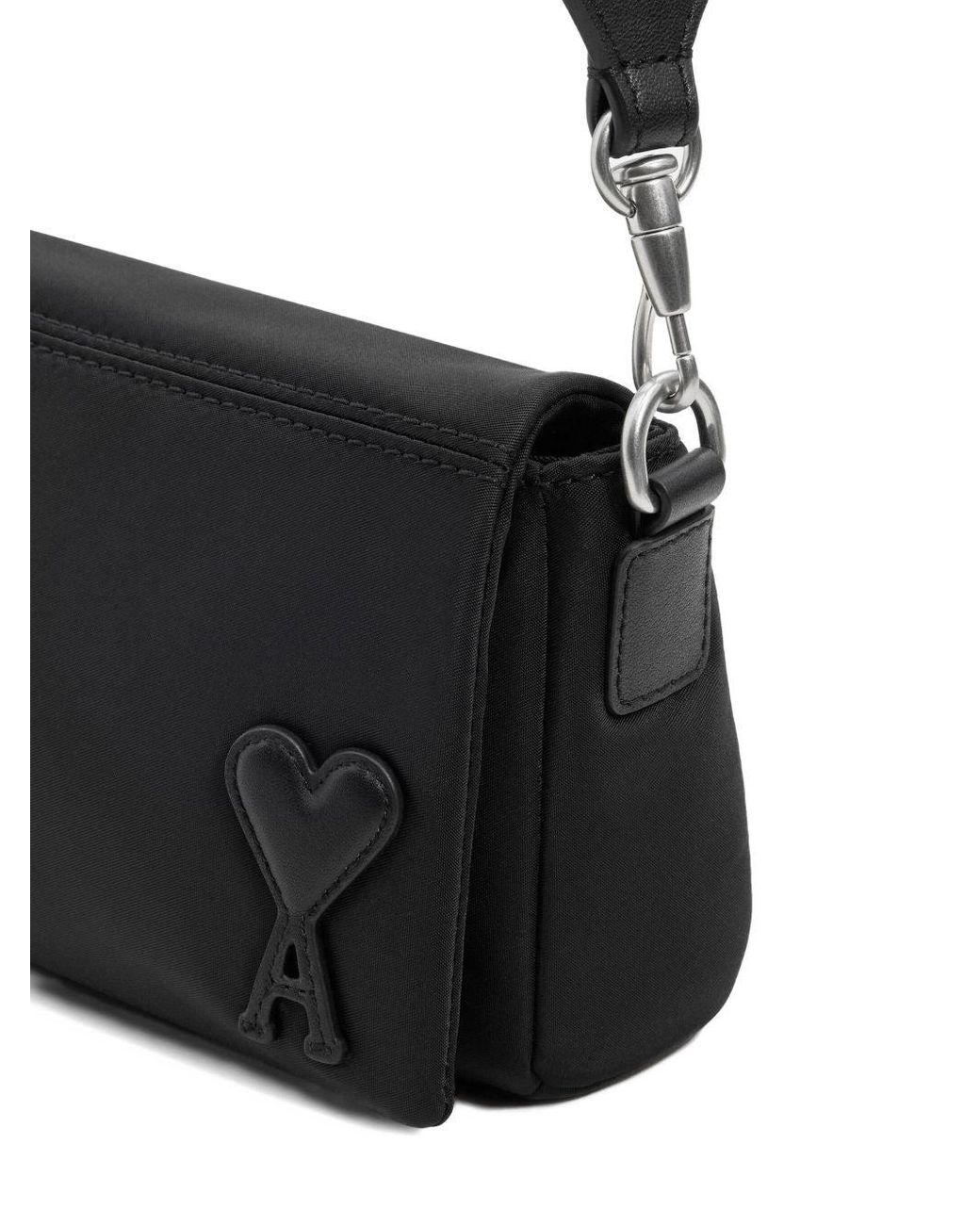 Ami Paris Heart-Logo Messenger Bag in Black | Lyst