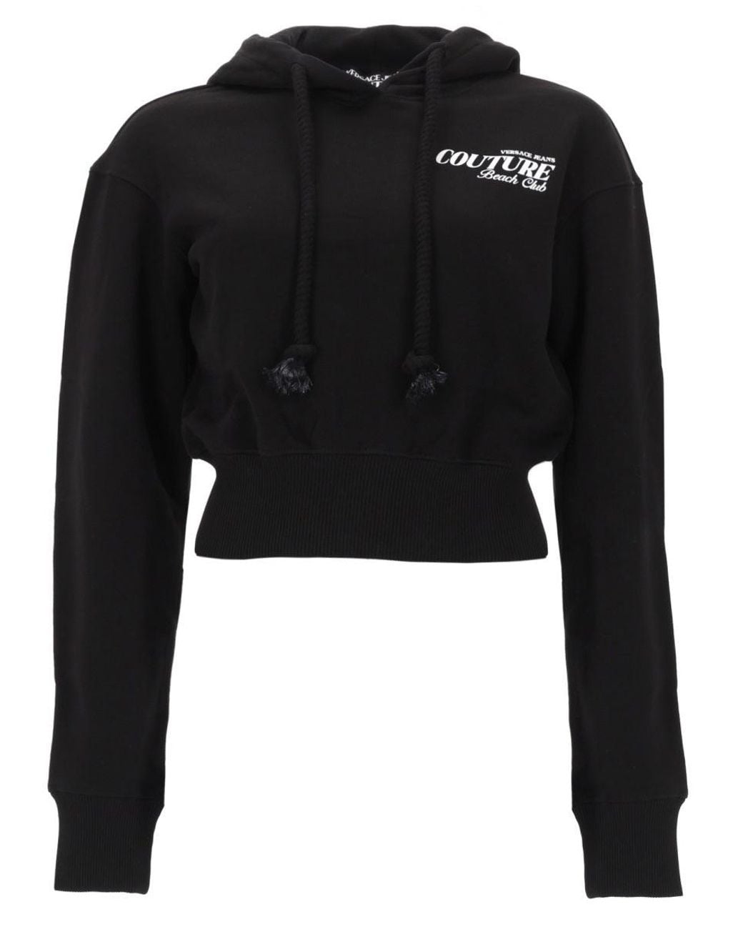 Versace Jeans Couture Black Cropped Logo Hoodie