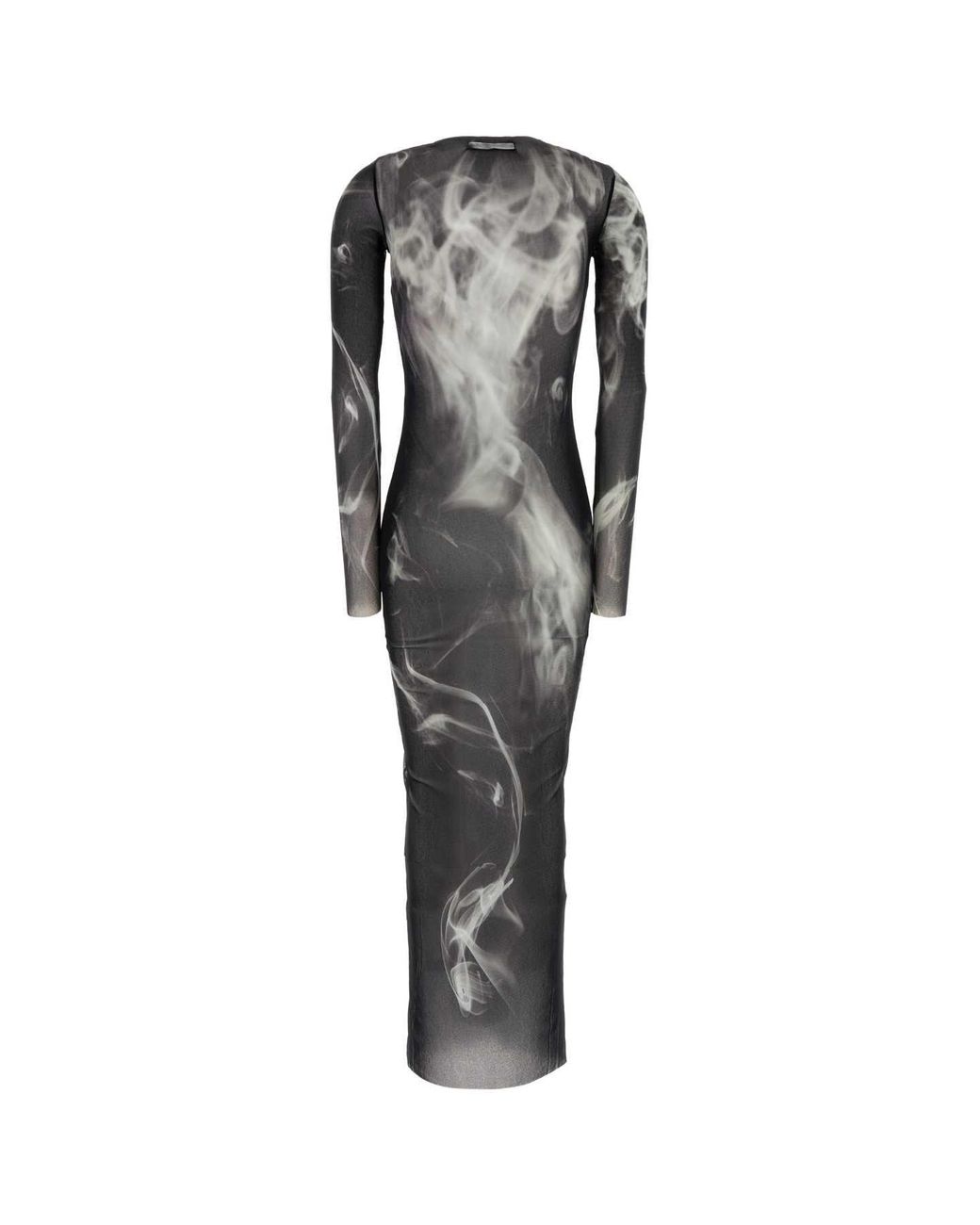 Jean Paul Gaultier Multicolor Printed Mesh Long Dress With Smoking-Inspired Detail