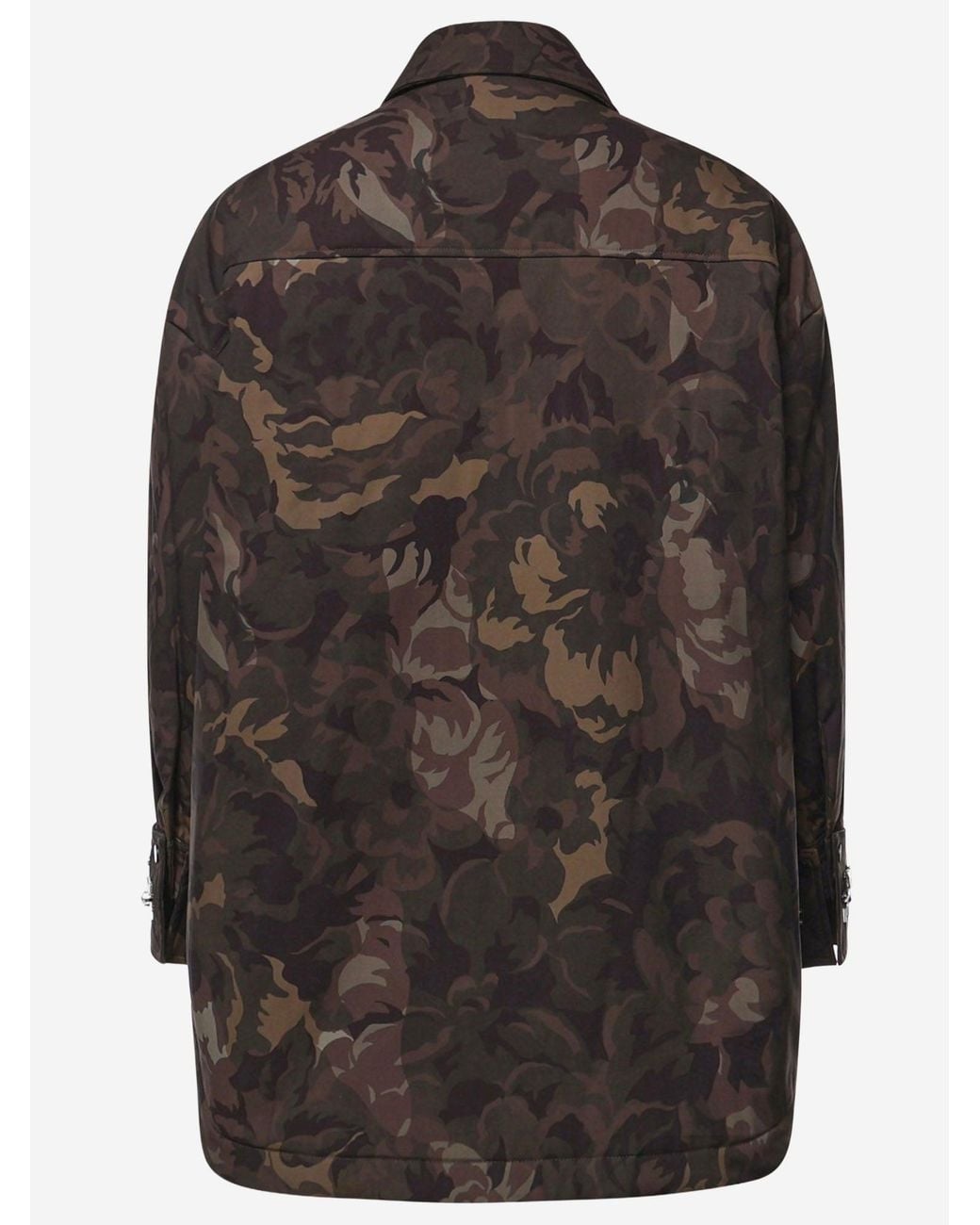 Pinko Black Nylon Jacket With Floral Camouflage And Embroidered Details