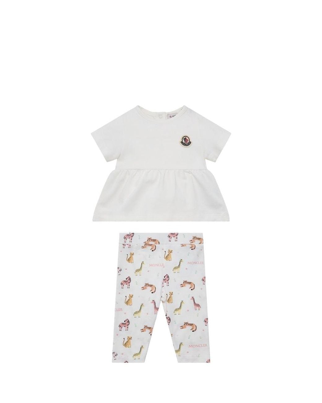 Moncler White Kids Cotton T-Shirt And Pants Set