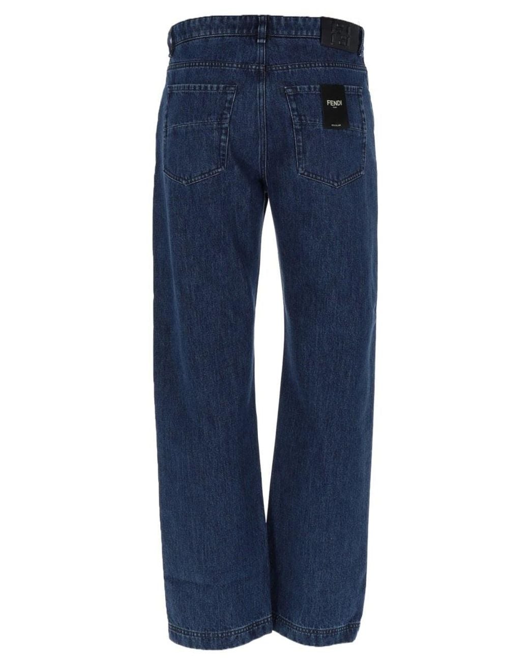 Fendi Blue Regular Fit Jeans Cotton for men