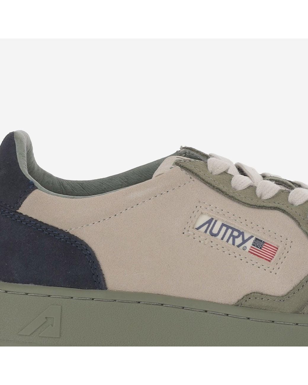 Autry Gray Medalist Low Sneakers With Contrast Heel Tab And Logo Detail