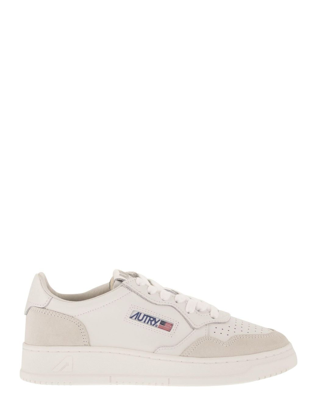 Autry White Medalist Low Leather And Suede Sneakers