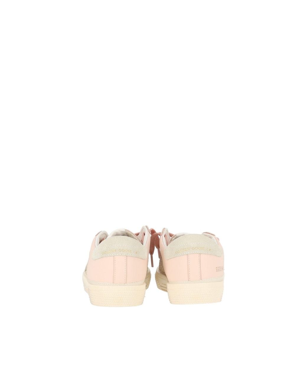 Golden Goose Deluxe Brand Natural Sneakers May With Double Quarter And Toe Glitter And Leather Upper Leather Star Tongue And Toe Suede Heel Pale/Milk