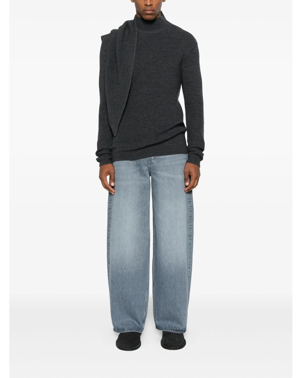 Entire studios Black Wrap Sweater Ash