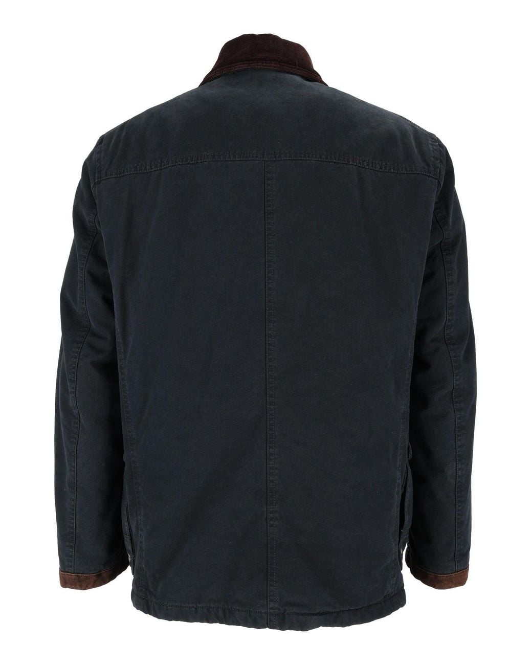 Fay Black Washed Cotton 4 Ganci Calf Suede Collar Jacket for men