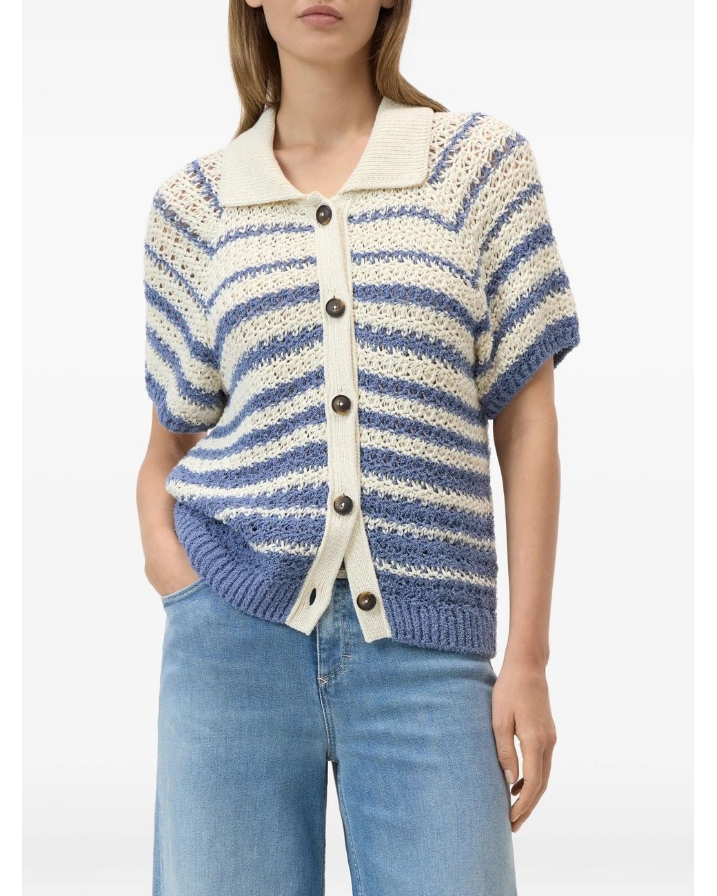Closed Blue Striped Cotton Cardigan