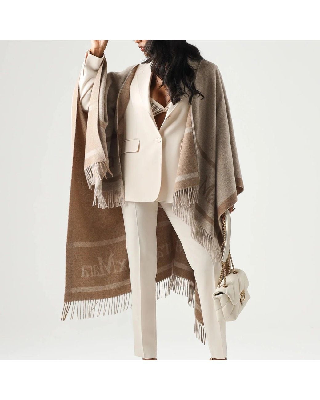 Max Mara Brown Studio Pirania Wool Cape