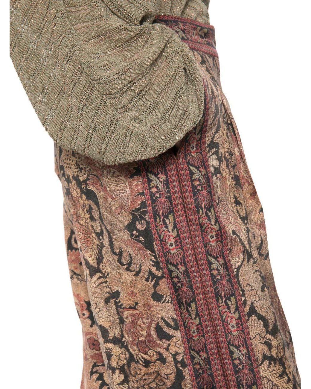 Pierre Louis Mascia Brown Printed Silk Trousers
