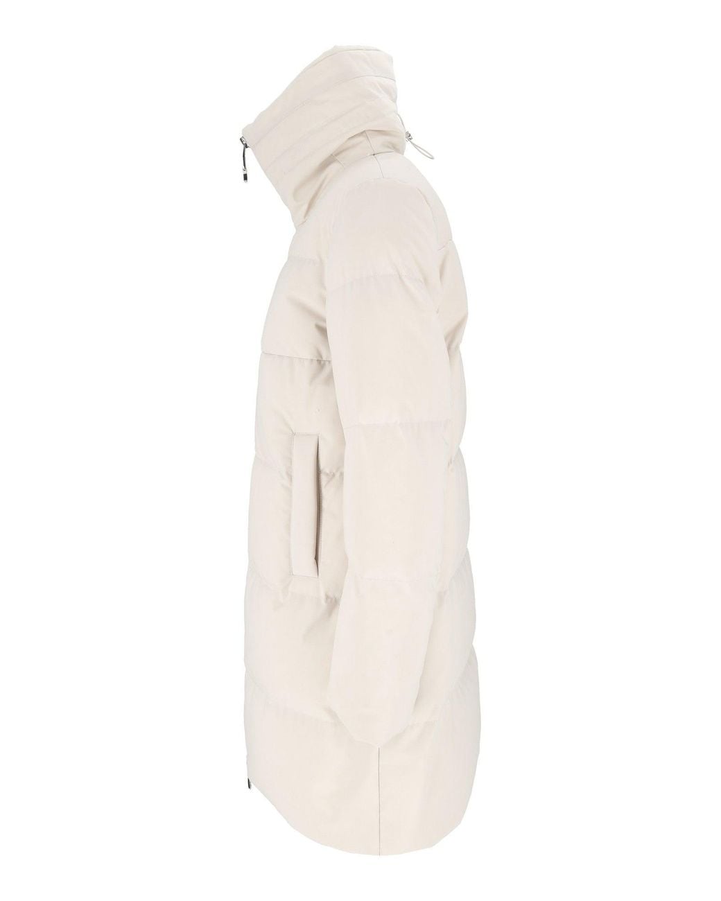 DUNO White Structured High-Collar Padded Down Jacket