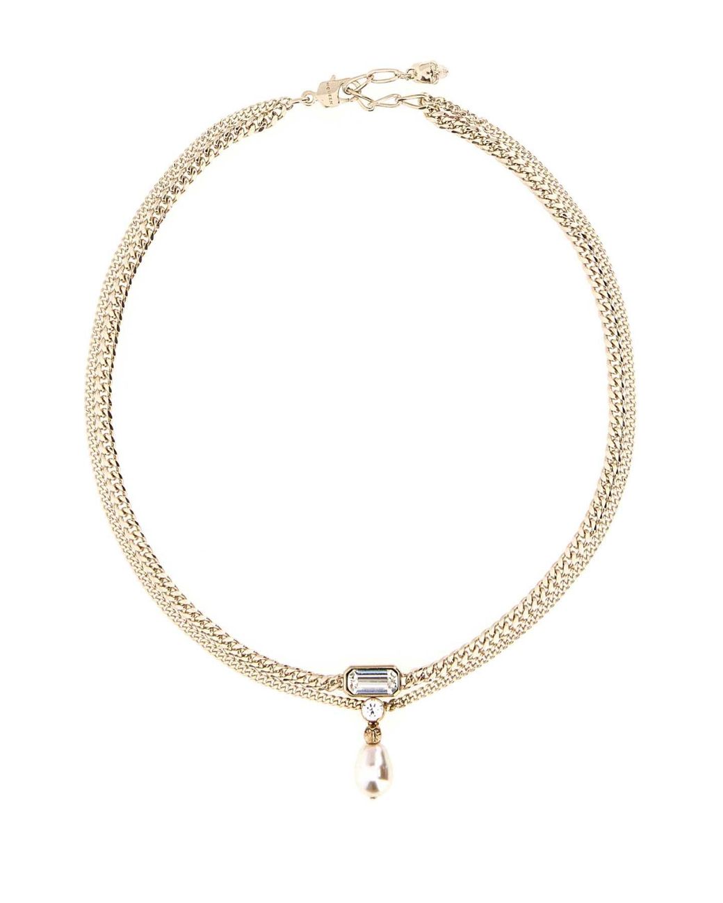 McQueen White Platinum Metal Skull Necklace