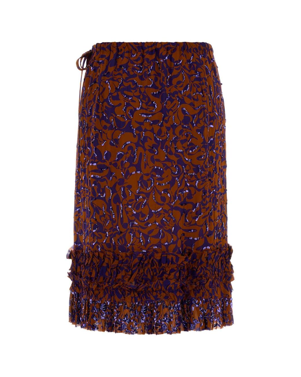Dries Van Noten Purple Printed Viscose Scotts Skirt