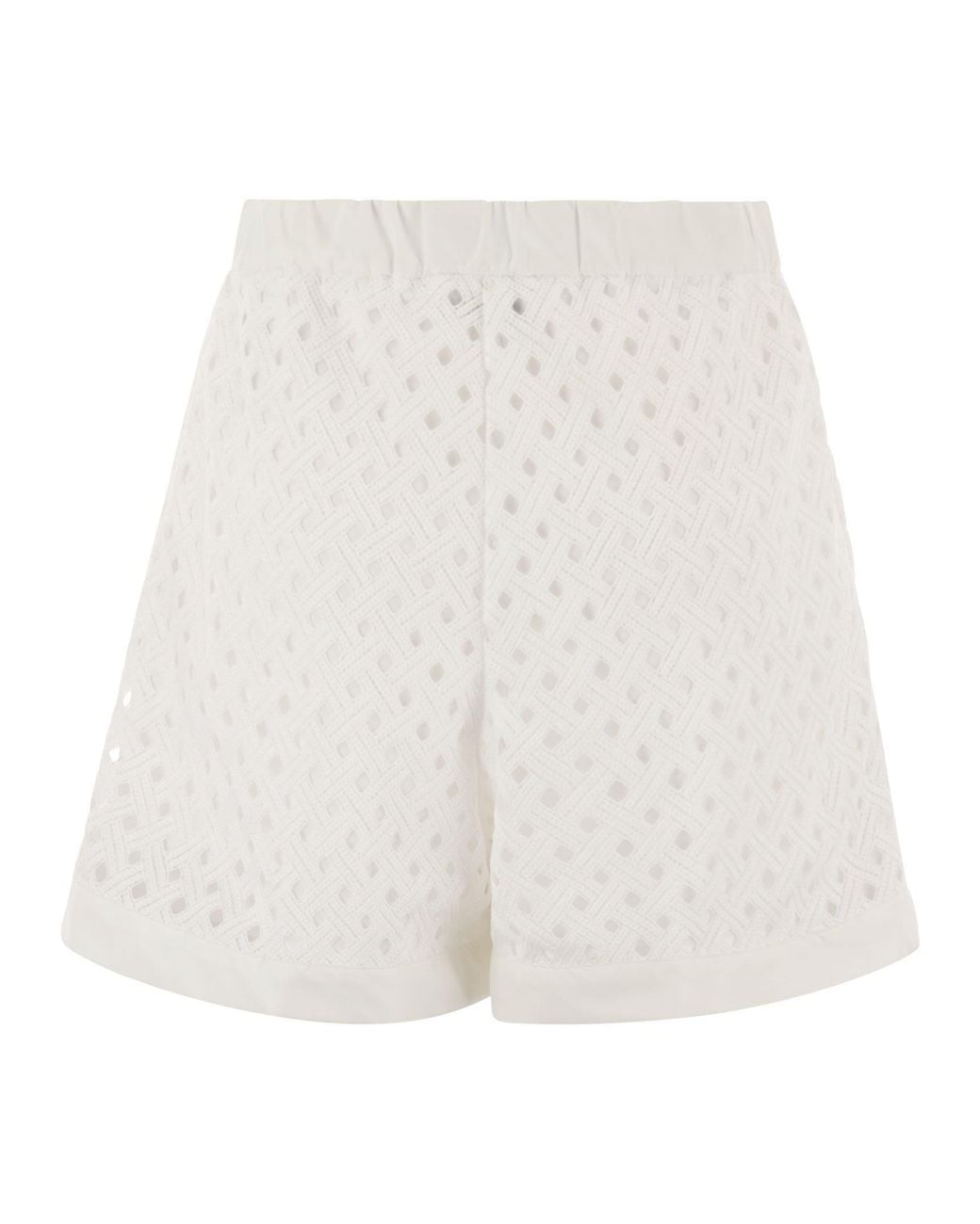 Herno White Perforated Shorts With Geometric Shapes