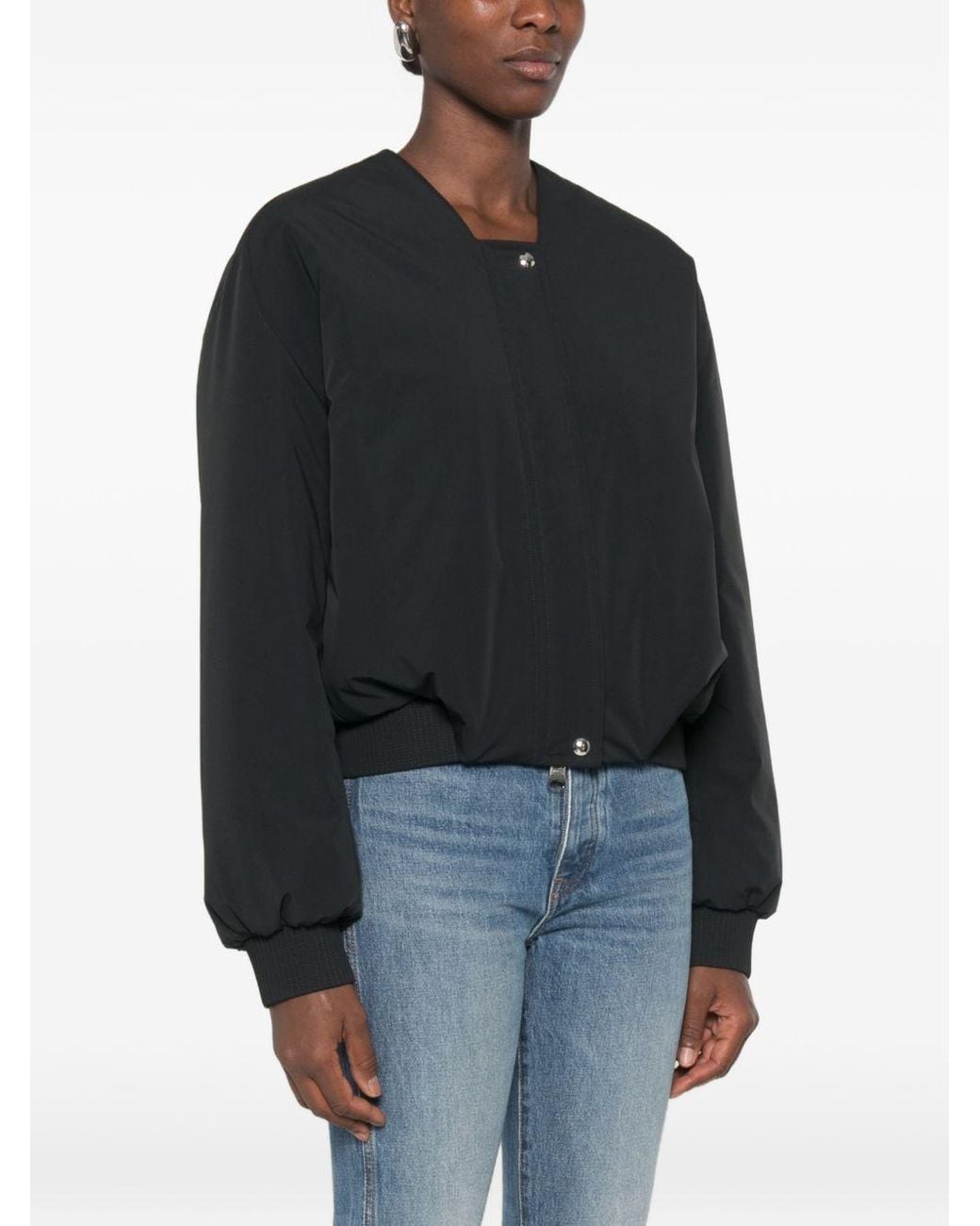 Khaite Black Cordan Nylon Bomber Jacket