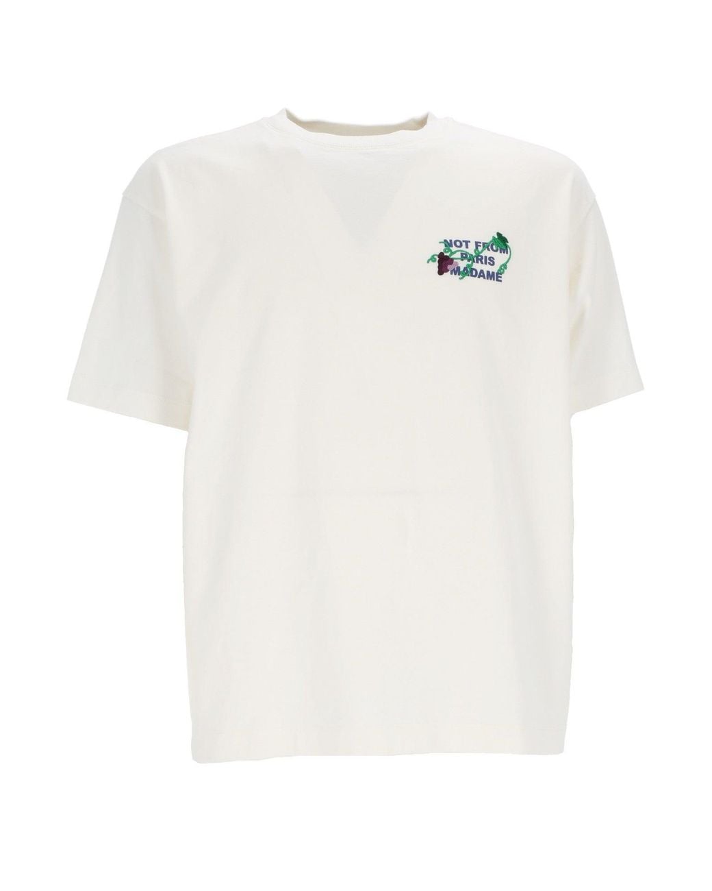 Drole de Monsieur White Off Vine Embroidered Slogan T Shirt